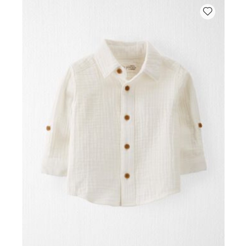 Little Planet by Carter’s white gauze button down shirt Size 5T